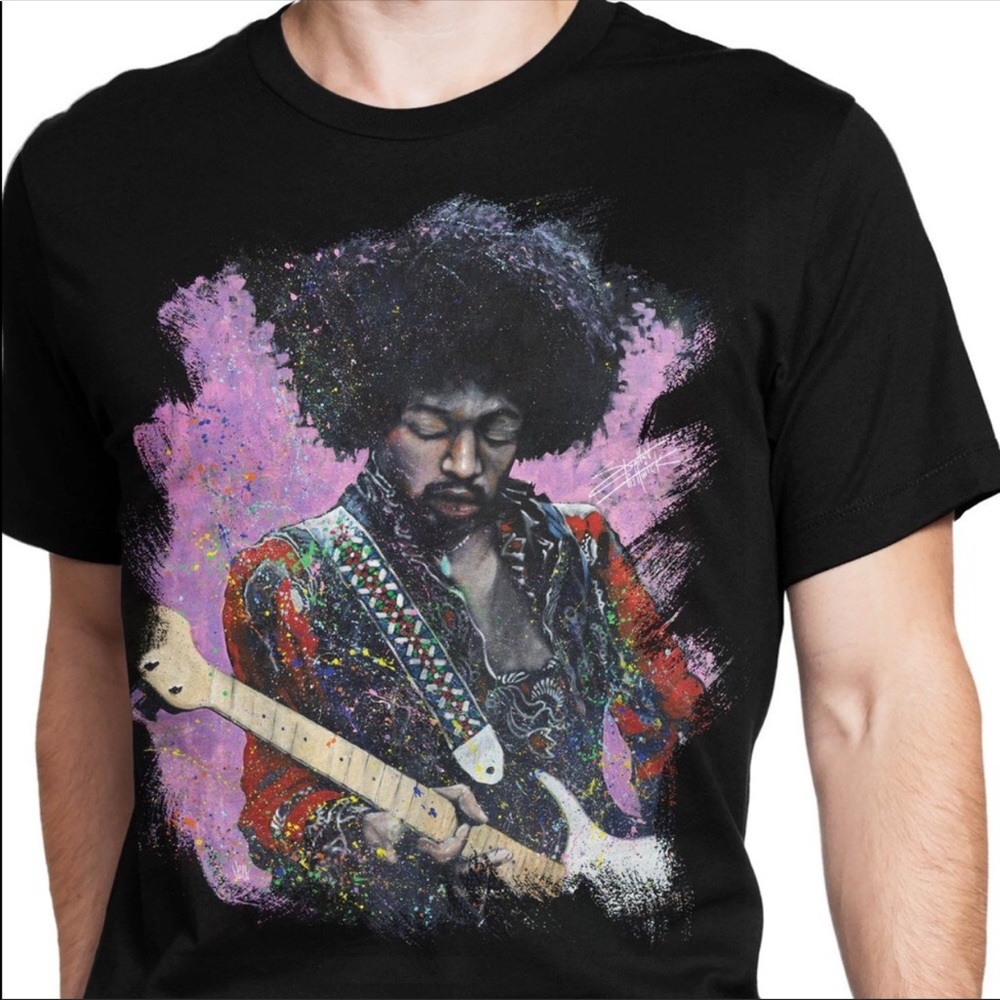 GDA ‘Jimi’ Black Graphic Tee Shirt - Medium - Picture 1 of 5